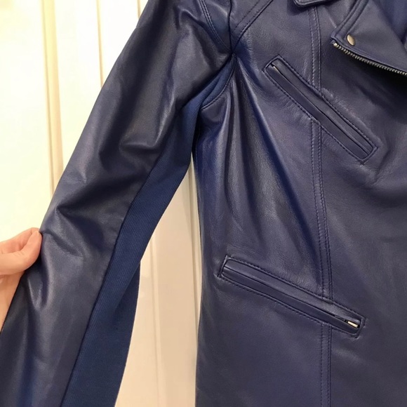 Gorgeous! NWOT 'VEDA' Stunning Bright Blue Leather Jacket!! Size M. - Picture 9 of 10
